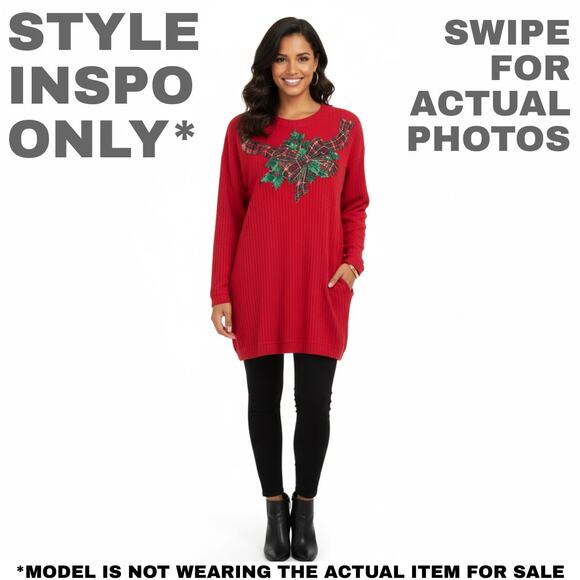 REPUBLIC RED RIBBED CHRISTMAS HOLIDAY SWEATER LARGE 0273 - Picture 2 of 8